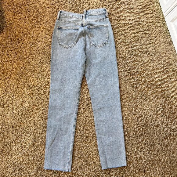 AGOLDE Criss Cross Straight Jeans in Women's Size 24 Button Fly Raw Hem Lt Wash - Picture 3 of 9